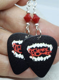 My Chemical Romance In Fangs Guitar Pick Earrings with Red Swarovski Crystals