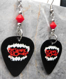 My Chemical Romance In Fangs Guitar Pick Earrings with Red Swarovski Crystals