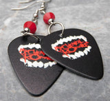 My Chemical Romance In Fangs Guitar Pick Earrings with Red Swarovski Crystals