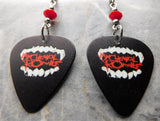 My Chemical Romance In Fangs Guitar Pick Earrings with Red Swarovski Crystals