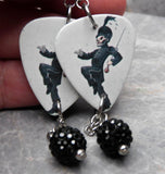 My Chemical Romance The Black Parade Guitar Pick Earrings with Black Pave Bead Dangles