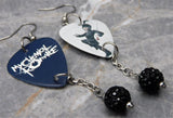 My Chemical Romance The Black Parade Guitar Pick Earrings with Black Pave Bead Dangles