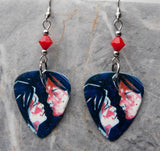 My Chemical Romance Three Cheers for Sweet Revenge Guitar Pick Earrings with Red Swarovski Crystals