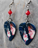 My Chemical Romance Three Cheers for Sweet Revenge Guitar Pick Earrings with Red Swarovski Crystals
