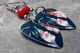 My Chemical Romance Three Cheers for Sweet Revenge Guitar Pick Earrings with Red Swarovski Crystals