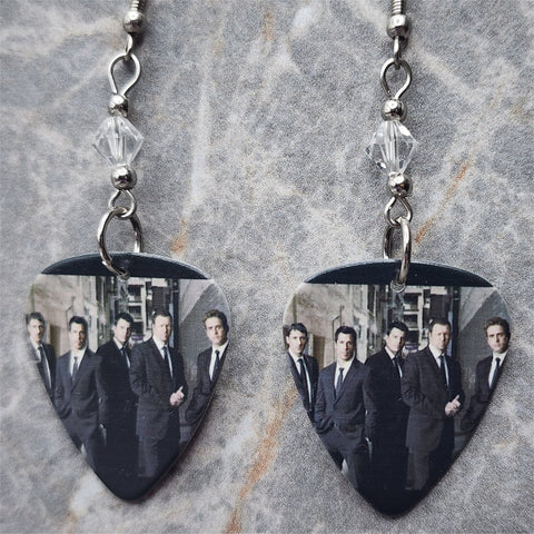 New Kids on the Block NKOTB Guitar Pick Earrings with Clear Swarovski Crystals