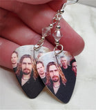 Nickelback Group Picture Guitar Pick Earrings with Clear Swarovski Crystals