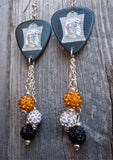 Jack Skellington and Sally Nightmare Before Christmas Guitar Pick Earrings with Pave Bead Dangles