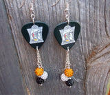 Jack Skellington and Sally Nightmare Before Christmas Guitar Pick Earrings with Pave Bead Dangles