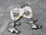 The Nightmare Before Christmas Trick or Treat Boy Guitar Pick Earrings with Zero The Dog Dangles