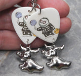 The Nightmare Before Christmas Trick or Treat Boy Guitar Pick Earrings with Zero The Dog Dangles