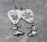 The Nightmare Before Christmas Trick or Treat Boy Guitar Pick Earrings with Zero The Dog Dangles