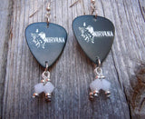 Nirvana Guitar Pick Earrings with White Swarovski Crystal Dangles