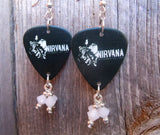 Nirvana Guitar Pick Earrings with White Swarovski Crystal Dangles