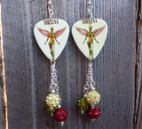 Nirvana In Utero Guitar Pick Earrings with Pave Bead Dangles