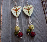 Nirvana In Utero Guitar Pick Earrings with Pave Bead Dangles