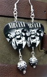 Nirvana Greatest Hits Guitar Pick Earrings with Ombre Pave Bead Dangles