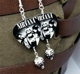 Nirvana Greatest Hits Guitar Pick Earrings with Ombre Pave Bead Dangles