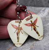 Nirvana In Utero Guitar Pick Earrings with Dark Red Pave Beads