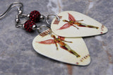 Nirvana In Utero Guitar Pick Earrings with Dark Red Pave Beads