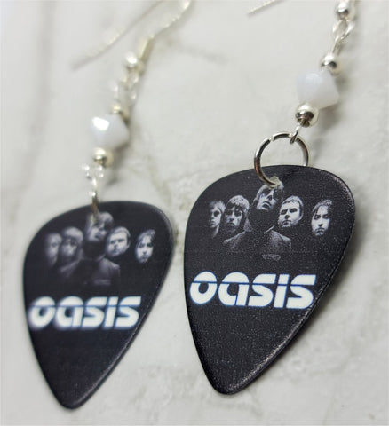 Oasis Guitar Pick Earrings with White Swarovski Crystals