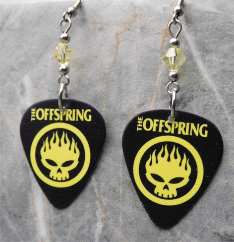 The Offspring Guitar Pick Earrings with Pale Yellow Swarovski Crystals