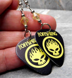 The Offspring Guitar Pick Earrings with Pale Yellow Swarovski Crystals