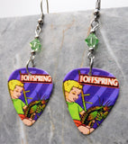 The Offspring Americana Guitar Pick Earrings with Green Swarovski Crystals