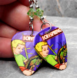 The Offspring Americana Guitar Pick Earrings with Green Swarovski Crystals