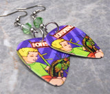 The Offspring Americana Guitar Pick Earrings with Green Swarovski Crystals