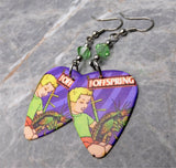 The Offspring Americana Guitar Pick Earrings with Green Swarovski Crystals