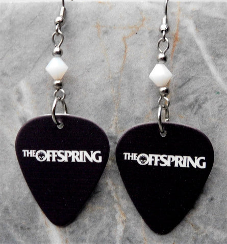 The Offspring Black Guitar Pick Earrings with White Swarovski Crystals