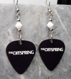 The Offspring Black Guitar Pick Earrings with White Swarovski Crystals