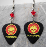 The Offspring Guitar Pick Earrings with Red Swarovski Crystals