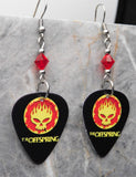 The Offspring Guitar Pick Earrings with Red Swarovski Crystals