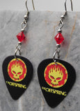 The Offspring Guitar Pick Earrings with Red Swarovski Crystals