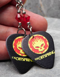 The Offspring Guitar Pick Earrings with Red Swarovski Crystals