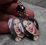 Olivia Rodrigo Sticking Out Her Tongue Guitar Pick Earrings with Black Swarovski Crystals