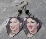 Olivia Rodrigo Sticking Out Her Tongue Guitar Pick Earrings with Black Swarovski Crystals