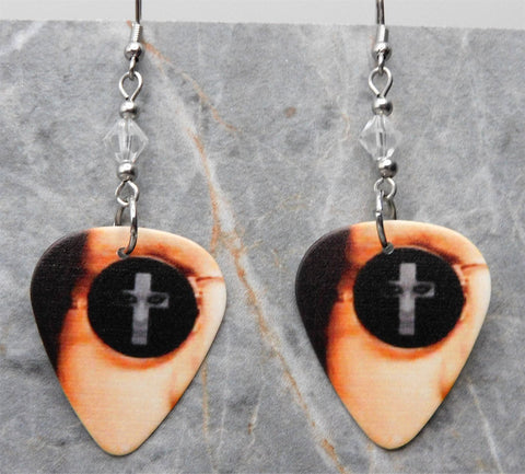 Ozzy Osbourne Under Cover Guitar Pick Earrings with Clear Swarovski Crystals