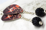 Ozzy Osbourne The Ultimate Sin Guitar Pick Earrings with Black Pave Bead Dangles