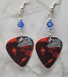 Ozzy Osbourne Ten Commandments Guitar Pick Earrings with Blue Swarovski Crystals
