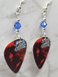 Ozzy Osbourne Ten Commandments Guitar Pick Earrings with Blue Swarovski Crystals