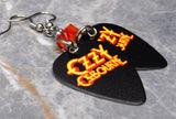Ozzy Osbourne Black Guitar Pick Earrings with Fire Opal Swarovski Crystals