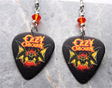 Ozzy Osbourne Bat Guitar Pick Earrings with Orange Swarovski Crystals