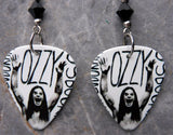 Ozzy Osbourne Guitar Pick Earrings with Black Swarovski Crystals