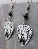 Ozzy Osbourne Guitar Pick Earrings with Black Swarovski Crystals