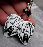 Ozzy Osbourne Guitar Pick Earrings with Black Swarovski Crystals