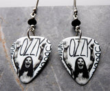 Ozzy Osbourne Guitar Pick Earrings with Black Swarovski Crystals