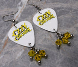 Ozzy Osbourne White Guitar Pick Earrings with Yellow Swarovski Crystal Dangles